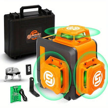 SUNPOW Laser Level 3x360°Self Leveling, Green Beam Cross Line Laser Level Tool for Construction & Picture Hanging, Type-C Charging, Remote Control