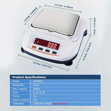 Digital Lab Balance, 2000x0.01g Precision Analytical Scale High-Precision Strain Gauge Load Cell, Multi-Unit (g/ct/oz/lb), Durable Stainless Steel Plate For Labs, Research, Jewelry, Kitchen