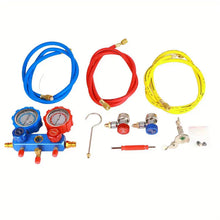 HVAC Diagnostic Tool Kit with 4-Way Manifold Pressure Gauge Refrigerant Charging Hose High Pressure AC Gauge R134A Refrigerant Tool Set - Environmental Friendly Refrigerator Diagnostic Set