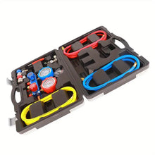 HVAC Diagnostic Tool Kit with 4-Way Manifold Pressure Gauge Refrigerant Charging Hose High Pressure AC Gauge R134A Refrigerant Tool Set - Environmental Friendly Refrigerator Diagnostic Set