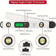 16 inch/40cm Aluminum Digital Angle Finder Built-in Bubble Vials, XUNTOP Digital Protractor 0-225° with Large Backlit Display Ideal for Interior Designer Carpenter Woodworker