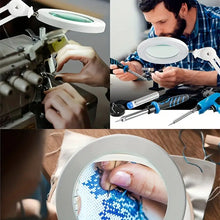 10x High-Definition Magnifying Glass Swing Arm Lamp - 2200 Lumens LED with 3 Color Modes & 10 Stepless Brightness Levels - Ideal for Soldering, Crafting, and Detailed Work - Metal Clamp Base