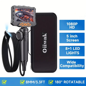 OIIWAK 8MM Dual Lens Industrial Endoscope 1080P HD Borescope Inspection Camera