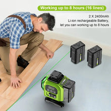 Equipped with rotating base function, digital display of 16 line green light strong laser level, luxurious suitcase, easy to carry, multi scene use