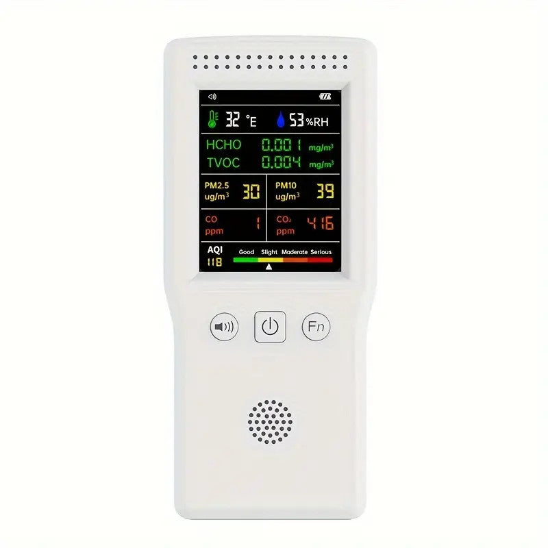 9-in-1 Air Quality Detector with Rechargeable Lithium Polymer Battery,