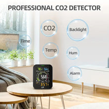 CO₂ Detector, Air Quality Monitor Carbon Dioxide Tester, Indoor CO₂ Monitor With Dual Alarm And Customized Acoustic CO₂ Alarm, Portable CO₂ Meter With Temp Humi And Backlight, For Various Occasion, Black