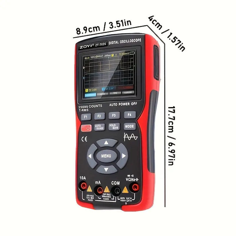 3-in-1 Handheld Oscilloscope Multimeter, Rechargeable 50MHz