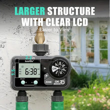 RAINPOINT Sprinkler Timer, Programmable Water Timer for Garden Hose, Hose Timer with Rain Delay & Manual Watering, Irrigation Timer for Yard, 2 Outlet, 6 Watering Plans