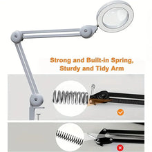 10x High-Definition Magnifying Glass Swing Arm Lamp - 2200 Lumens LED with 3 Color Modes & 10 Stepless Brightness Levels - Ideal for Soldering, Crafting, and Detailed Work - Metal Clamp Base