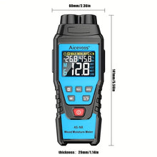 Digital Wood Moisture Meter, Needle Type Water Leakage Detector, Mode Detector, Backlit LCD Display, Moisture Tester Damp Tester, Multiscene Measure Temperature Humidity Probe Testers