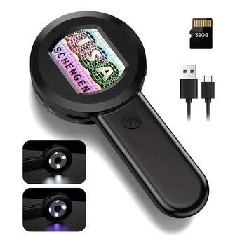 1PC USB Rechargeable Digital Microscope with LED Light, 100X Zoom Handheld Magnifying Glass, ABS Resin, 2.0" IPS Display, High-Precision 0.01 Accuracy, for Coins/Jewelry Inspection, Windows/Mac Compatible
