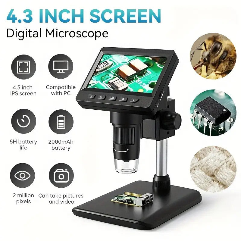 HD Digital Microscope 8LED 1080P 1000X Real Shot Rendering Computer Mi