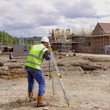 HUFY Aluminum Tripod with Adjustabe Legs, Heavy Duty Contractor Tripod with 5/8"-11 Thread Flat Head Quick Clamp for Auto Level Optical Transit Level Theodolite, Adjustable Height: 38"-60"