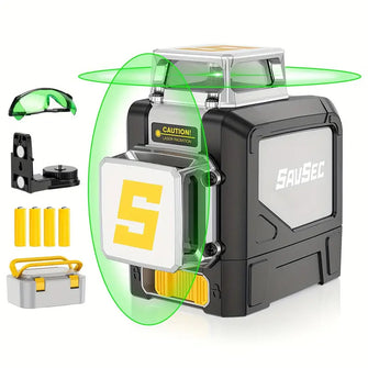 SAVSEC 8 Lines Green Beam Cross Line Laser Level 360 Self-Leveling Horizontal and Vertical
