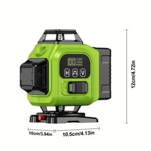 Equipped with rotating base function, digital display of 16 line green light strong laser level, luxurious suitcase, easy to carry, multi scene use