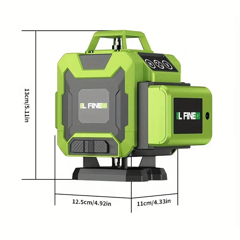16-Line Green Laser Level with Retractable Bracket & Base