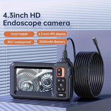 Endoscope Camera with Light - Inspection Borescope Camera with 4.3" IPS Screen, 1920P HD Snake Camera with 8 LED Lights, 16.4FT Semi-Rigid Cord Bore Scope, IP67 Waterproof Endoscope for Sewer