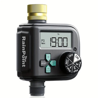 RAINPOINT Sprinkler Timer Hose Timer Brass Inlet, Water Timer Automatic Irrigation Timer System, 3 Independent Programs Can Be Set Up Simultaneously, 1 Outlet Digital Warering Timer for Garden, Yard