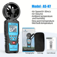 Aicevoos Digital Anemometer Handheld Wind Speed Meter Wind Power Temperature Humidity Measurement Air Volume Tester