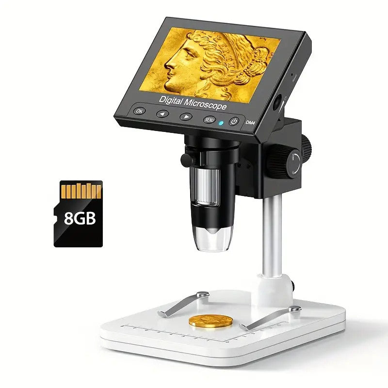 4.3-Inch Digital Microscope, 1000X Coin Magnifier With 8-LED, Compatib