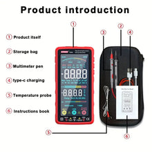 1pc Digital Multimeter Tester Auto-Ranging TRMS 6000 Counts Voltmeter Smart Rechargeable Meter Measures AC/DC Current, NCV, Voltage, Ohm, Amp, Resistance, Diodes, Countinuity, Capacitance, Temperature