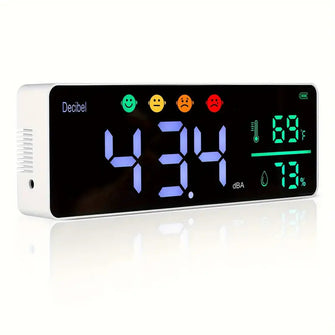 1pc 3-in-1 Decibel Meter Noise Monitor Wall Hanging Sound Level Meter With 11In Large LED Display Noise & Temperature & Humidity Meter Wide Used For Home, Classroom, Studio, Factory