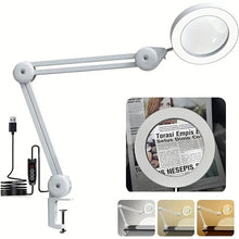 10x High-Definition Magnifying Glass Swing Arm Lamp - 2200 Lumens LED with 3 Color Modes & 10 Stepless Brightness Levels - Ideal for Soldering, Crafting, and Detailed Work - Metal Clamp Base