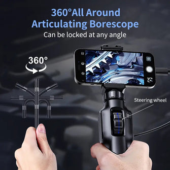 Two-Way 360° Articulating Borescope, 1080P Inspection Camera, 7.9mm Lens, 8 LED Light, Endoscope Compatible With Android/iOS Phone (1M/3.28FT)