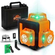 SUNPOW Laser Level 3x360°Self Leveling, Green Beam Cross Line Laser Level Tool for Construction & Picture Hanging, Type-C Charging, Remote Control