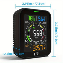 CO₂ Detector, Air Quality Monitor Carbon Dioxide Tester, Indoor CO₂ Monitor With Dual Alarm And Customized Acoustic CO₂ Alarm, Portable CO₂ Meter With Temp Humi And Backlight, For Various Occasion, Black