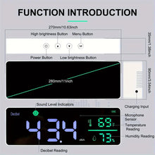 1pc 3-in-1 Decibel Meter Noise Monitor Wall Hanging Sound Level Meter With 11In Large LED Display Noise & Temperature & Humidity Meter Wide Used For Home, Classroom, Studio, Factory