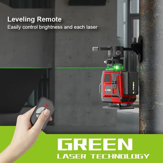 16 line green laser level set, including luxury suitcase and 2 2400mAh long battery life batteries