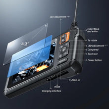 Industrial Endoscope, Digital Borescope Inspection Camera, 8mm Camera, Sewer Camera With 4.3 Inch LCD Screen, 8 LED Lights, Semi-Rigid Cable