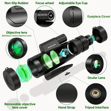 80x100 HD Monocular Telescope High Powered for Adults with BAK4 Prism & FMC Lens, Lightweight with Smartphone Adapter - For Bird Watching, Hiking, Traveling, Concert