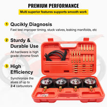 VEVOR Carburetor Adjustment Tool Kit for Synchronizing Fuel Vacuum Carburetors, Includes Sync Gauge and Durable Rubber Hoses