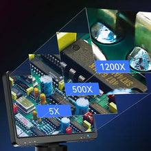 7" Coin Microscope - DM9 LCD Digital Microscope 1200X, 1080P Coin Microscope Magnifier, 12MP Ultra-Precise Focusing Soldering Microscope for Adult, PC View