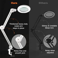 10x High-Definition Magnifying Glass Swing Arm Lamp - 2200 Lumens LED with 3 Color Modes & 10 Stepless Brightness Levels - Ideal for Soldering, Crafting, and Detailed Work - Metal Clamp Base