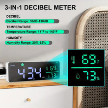 1pc 3-in-1 Decibel Meter Noise Monitor Wall Hanging Sound Level Meter With 11In Large LED Display Noise & Temperature & Humidity Meter Wide Used For Home, Classroom, Studio, Factory
