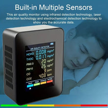 1pc 6 In 1 Air Quality Monitor CO2 CO Meter PM2.5 PM10 HCHO TVOC, LCD Display Gas Detector CO2 Sensor Analyzer