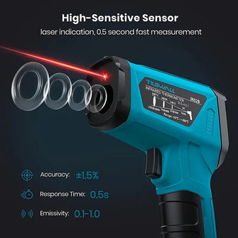 Tilswall Infrared Thermometer (Not For Humans) -50°C To 800°C Tilswall IR Digital Laser Temperature Meter With Thermometer Cooking LCD Display, Alarm For High/Low Temperature Cooking Barbecue