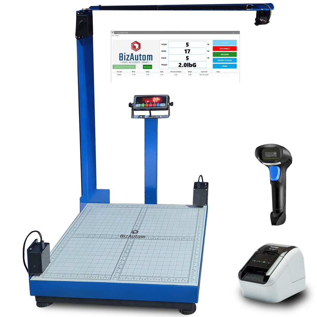 BizAutom BA-DWS2424 Laser Dimensional Scale 500×0.1lb Cap. with Camera