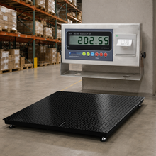 Prime Scales 10,000 lb Industrial Floor Scale with Label Printing Indicator – 48" x 48" Pallet Scale with Stainless Steel Enclosure
