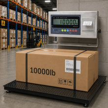 Prime Scales 10,000 lb Industrial Floor Scale with Label Printing Indicator – 48" x 48" Pallet Scale with Stainless Steel Enclosure