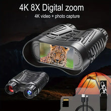 4K Night Vision Goggles, Infrared Night Vision Binoculars for Adults, 3.2'' Large Screen, 8X Digital Zoom, 32GB Card to Save Photos and Videos for Camping Hunting & Security