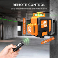 SUNPOW Laser Level 3x360°Self Leveling, Green Beam Cross Line Laser Level Tool for Construction & Picture Hanging, Type-C Charging, Remote Control