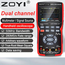 3 in1 handheld oscilloscope multimeter with built-in battery rechargeable dual channel 50MHz