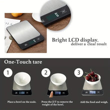 Food Scale, 10kg/22lb Digital Kitchen Scale Weight Grams And Ounces For Baking Cooking Coffee Package Postage, 6 Units With Tare Function, LCD Display, Easy Clean Stainless Steel