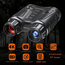 4K Night Vision Goggles, Infrared Night Vision Binoculars for Adults, 3.2'' Large Screen, 8X Digital Zoom, 32GB Card to Save Photos and Videos for Camping Hunting & Security
