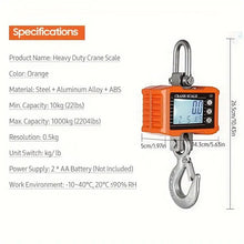 Heavy Duty Digital Crane Scale - 1000KG (2204lbs) with LCD Backlight, Unit Change, Data Hold, Tare, and Zero - Ideal for Construction Sites, Travel, Markets, and Fishing