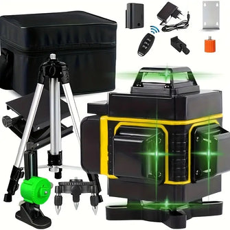 4x360° Laser Level, Self-leveling Tool for Construction, Tiling Floor & Picture Hanging, 4D Cross Line Laser Level with Remote Control